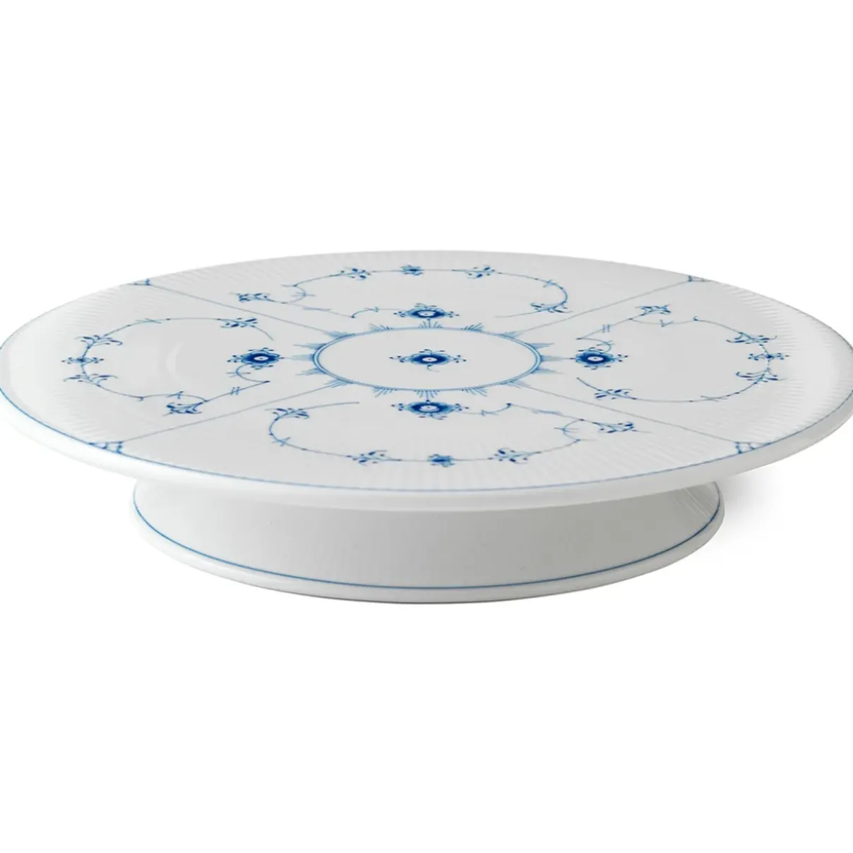 Royal Copenhagen Eksklusive Steldele|Musselmalet Riflet*Musselmalet Riflet fad på fod, 32 cm