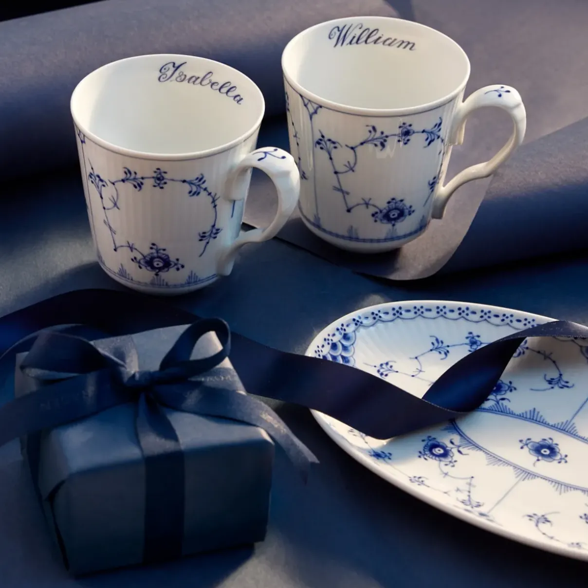 Royal Copenhagen Eksklusive Steldele|Musselmalet Riflet*Musselmalet Riflet kop, , 38 cl, 2 stk. Bespoke