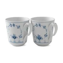 Royal Copenhagen Eksklusive Steldele|Musselmalet Riflet*kop, 38 cl, 2 stk. Musselmalet Riflet