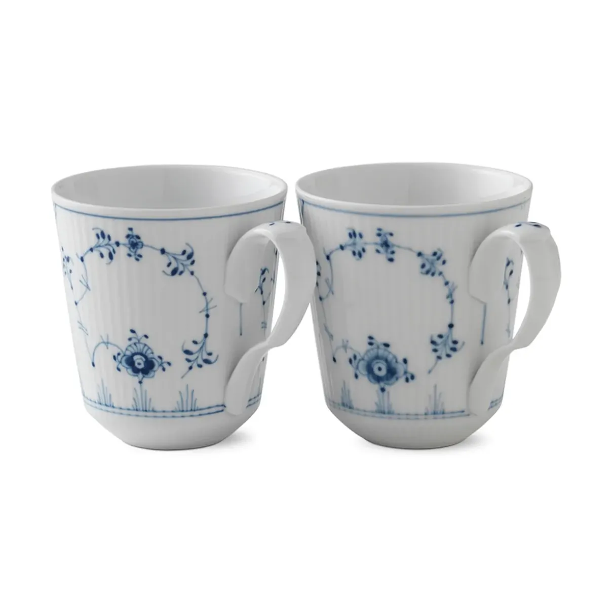 Royal Copenhagen Eksklusive Steldele|Musselmalet Riflet*kop, 38 cl, 2 stk. Musselmalet Riflet