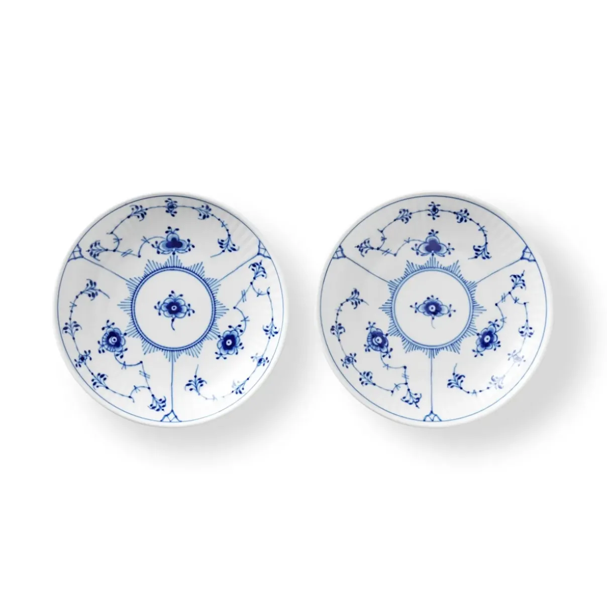 Royal Copenhagen Eksklusive Steldele|Musselmalet Riflet*Musselmalet Riflet lav skål, 13 cm, 2 stk.