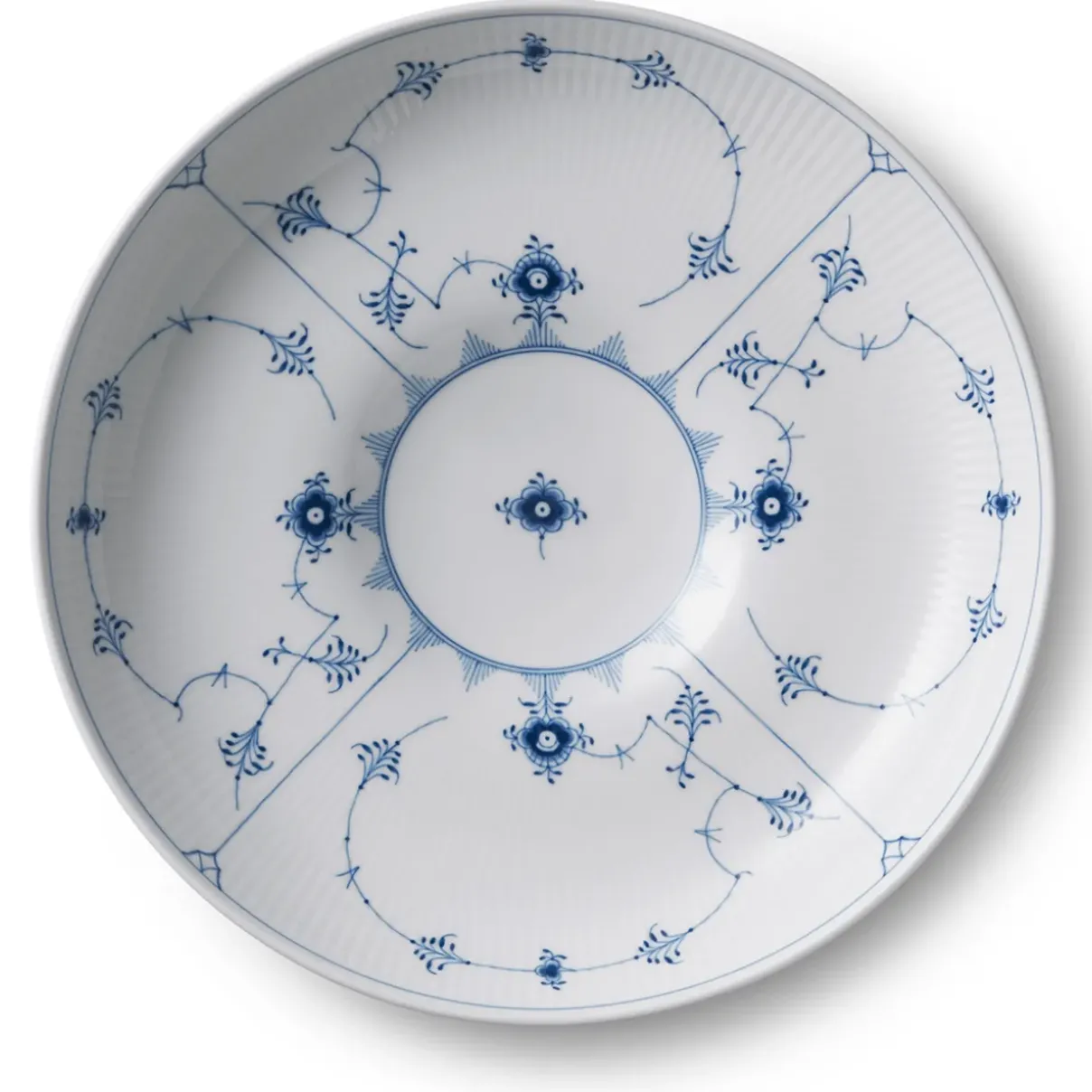 Royal Copenhagen Eksklusive Steldele|Musselmalet Riflet*Musselmalet Riflet skål, 34 cm