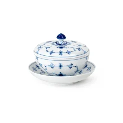 Royal Copenhagen Eksklusive Steldele|Musselmalet Riflet*Musselmalet Riflet skål med låg og underkop, 38 cl