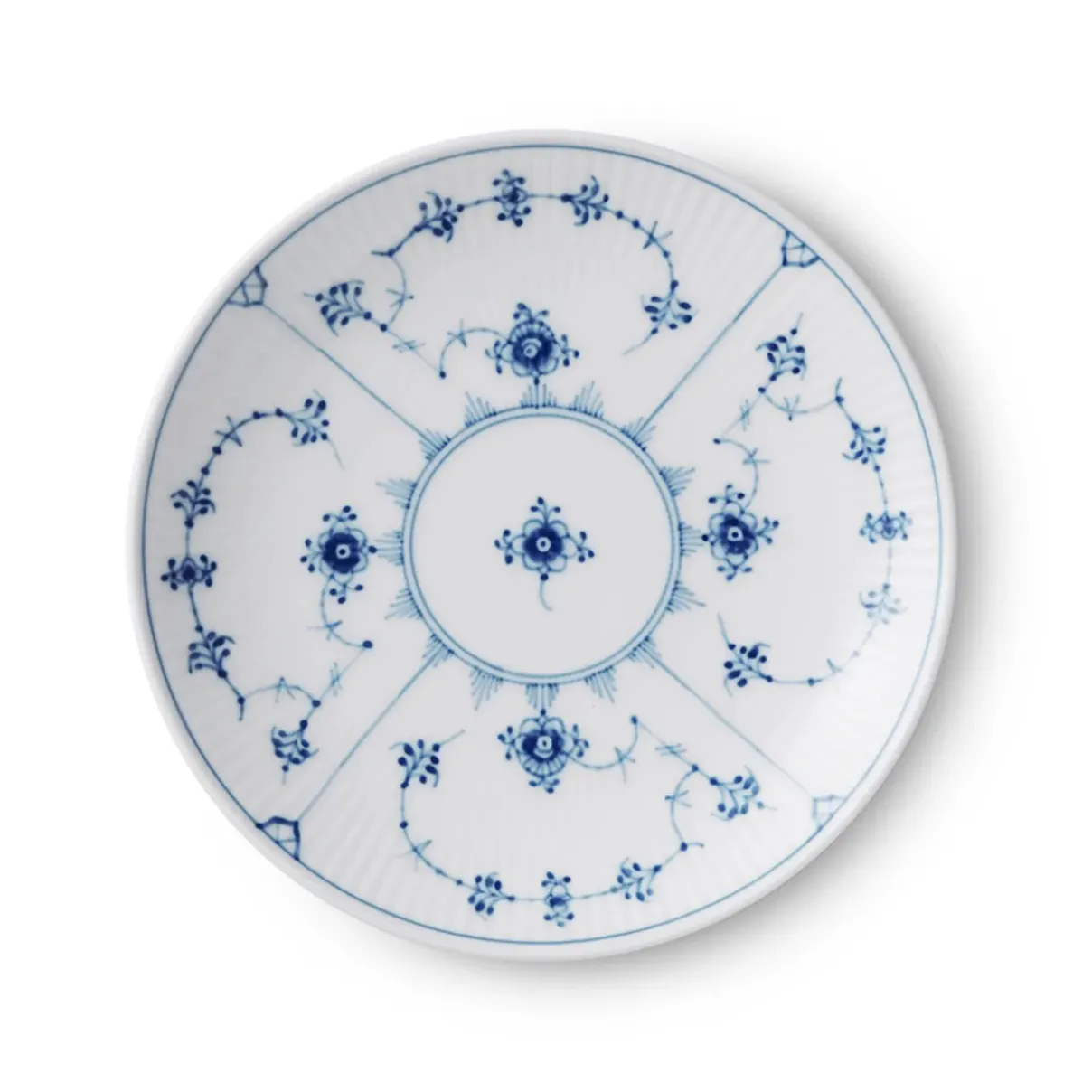 Royal Copenhagen Eksklusive Steldele|Musselmalet Riflet*Musselmalet Riflet tallerken coupe, 23 cm