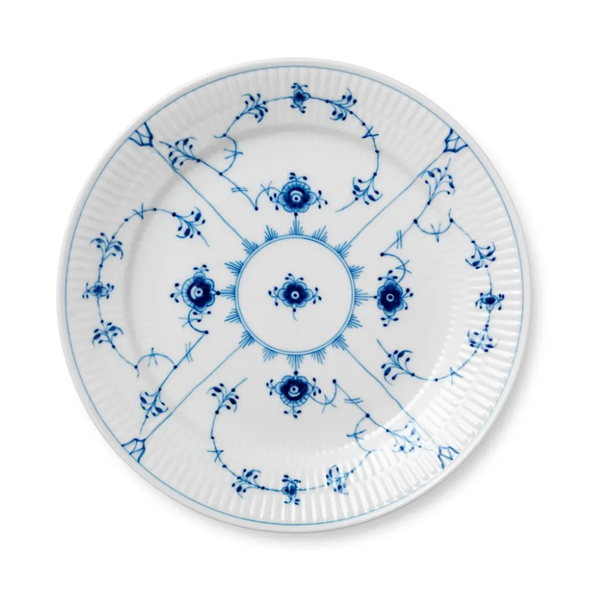 Royal Copenhagen Eksklusive Steldele|Musselmalet Riflet*Musselmalet Riflet tallerken, 25 cm