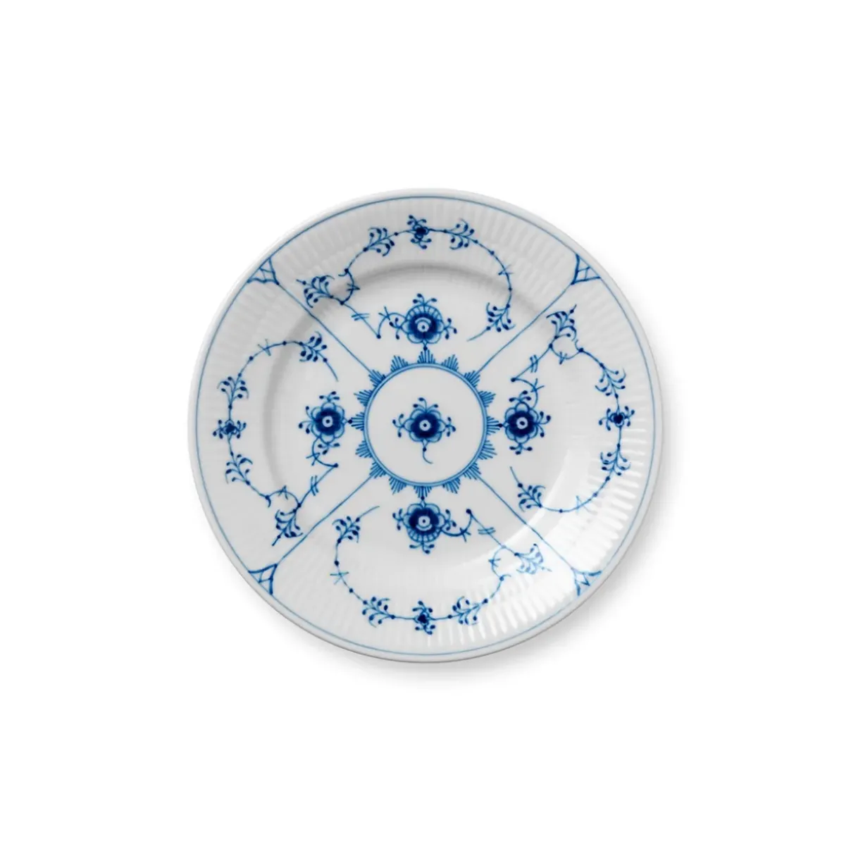 Royal Copenhagen Eksklusive Steldele|Musselmalet Riflet*Musselmalet Riflet tallerken, 17 cm