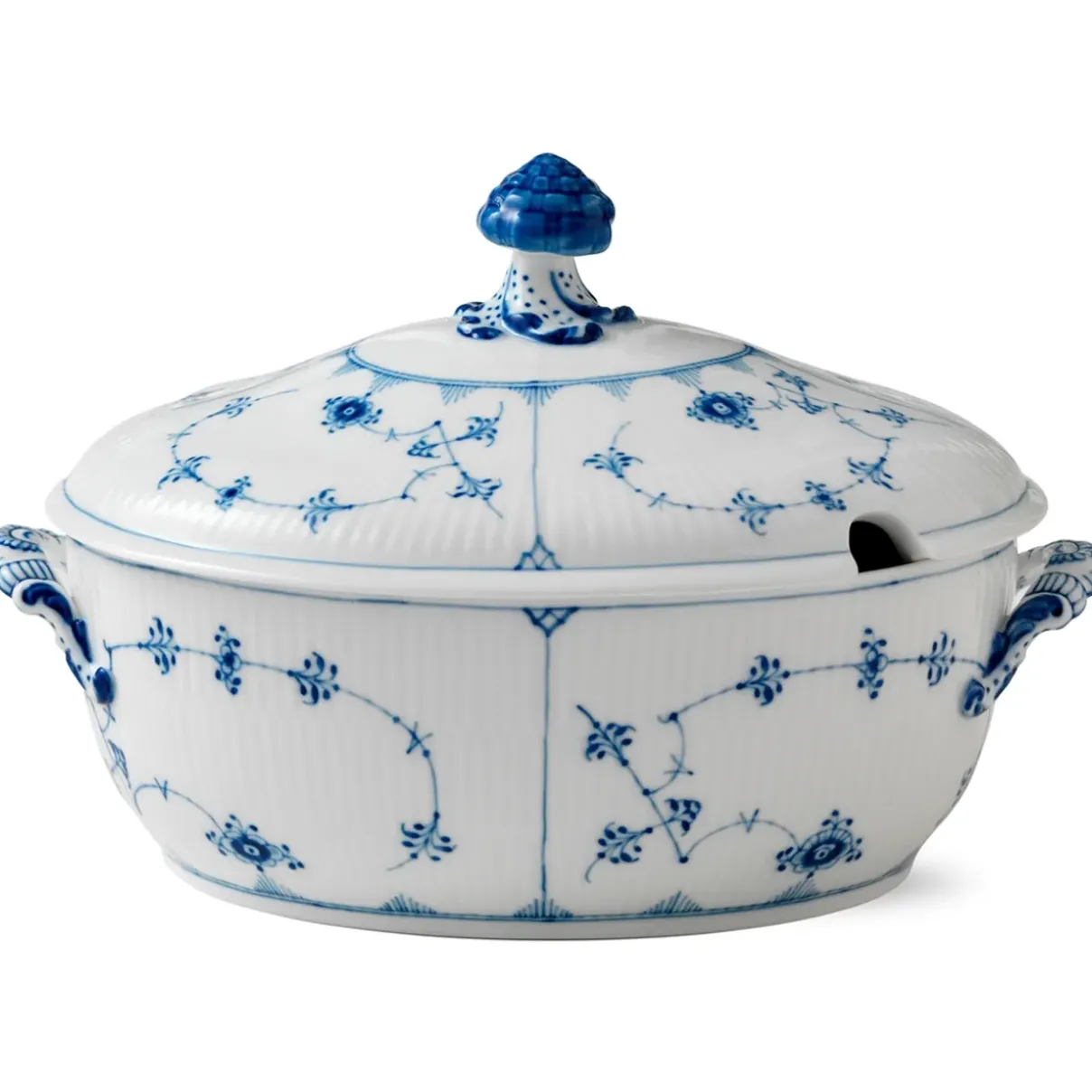 Royal Copenhagen Eksklusive Steldele|Musselmalet Riflet*Musselmalet Riflet terrin med låg, 200 cl