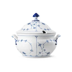 Royal Copenhagen Eksklusive Steldele|Musselmalet Riflet*Musselmalet Riflet terrin med låg, 460 cl
