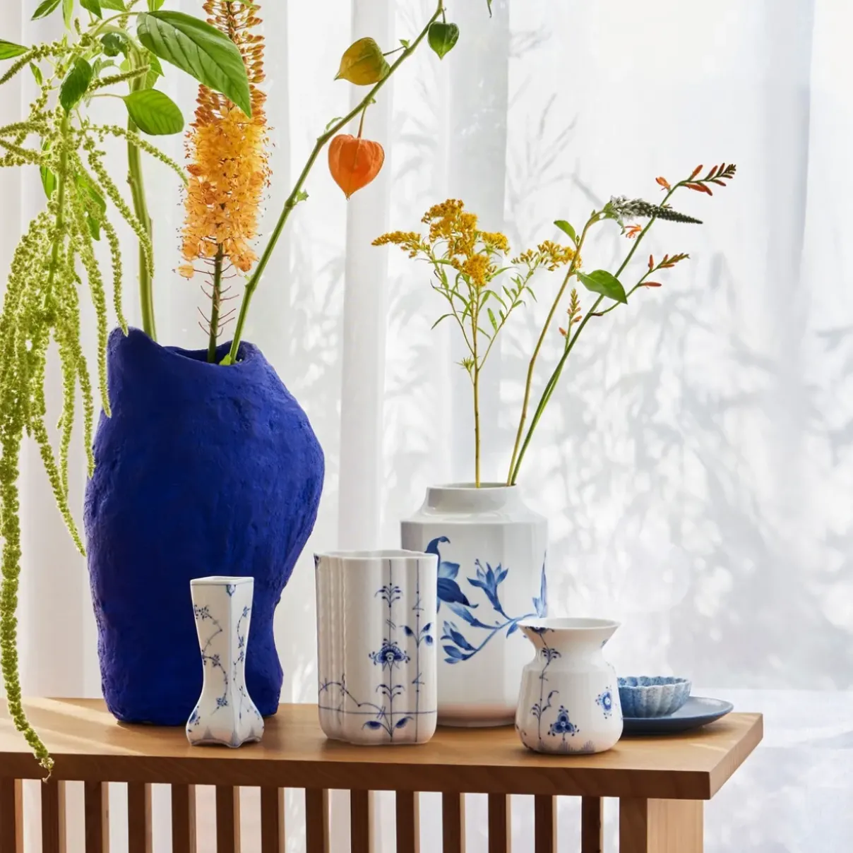 Royal Copenhagen Eksklusive Steldele|Musselmalet Riflet*Musselmalet Riflet vase, 12 cm