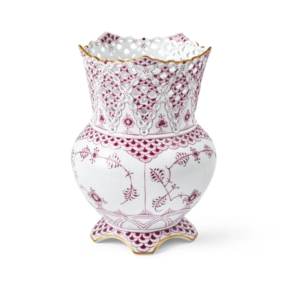 Royal Copenhagen Eksklusive Steldele|Purpur Musselmalet Helblonde Med Guld*Purpur Musselmalet Helblonde med Guld vase, Limited Edition, 22 cm