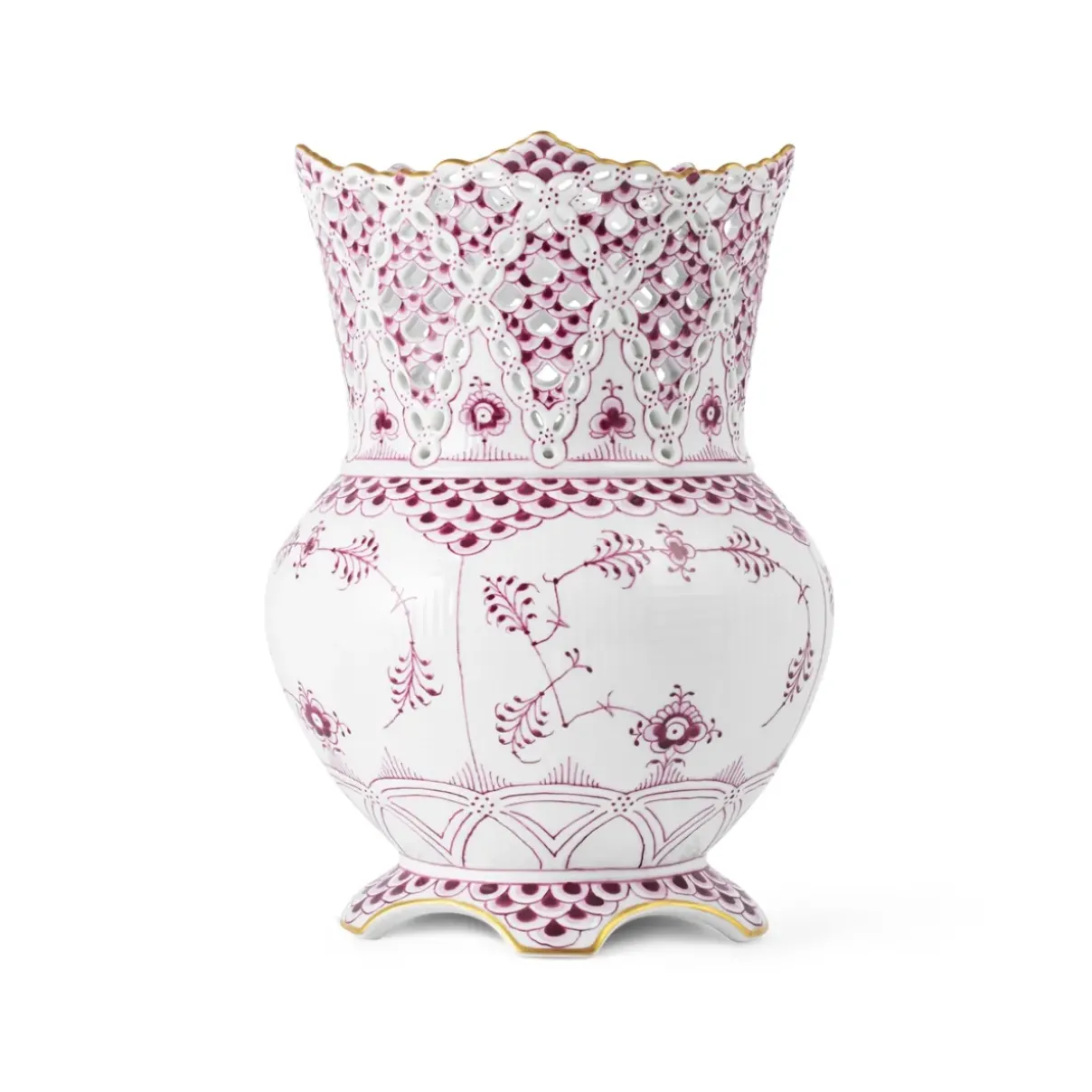 Royal Copenhagen Eksklusive Steldele|Purpur Musselmalet Helblonde Med Guld*Purpur Musselmalet Helblonde med Guld vase, Limited Edition, 22 cm