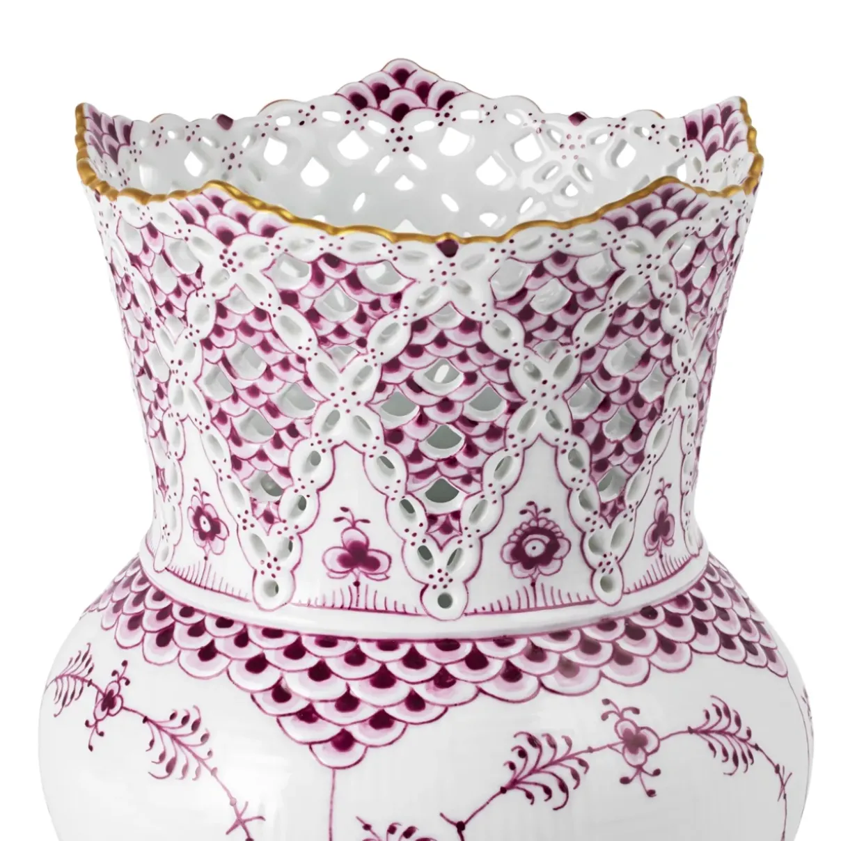 Royal Copenhagen Eksklusive Steldele|Purpur Musselmalet Helblonde Med Guld*Purpur Musselmalet Helblonde med Guld vase, Limited Edition, 22 cm
