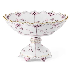 Royal Copenhagen Eksklusive Steldele|Purpur Musselmalet Helblonde Med Guld*Purpur Musselmalet Helblonde med Guld skål på høj fod, Limited Edition, 18,5 cm