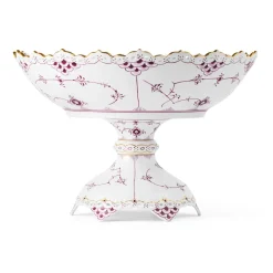 Royal Copenhagen Eksklusive Steldele|Purpur Musselmalet Helblonde Med Guld*Purpur Musselmalet Helblonde med Guld skål på høj fod, Limited Edition, 18,5 cm