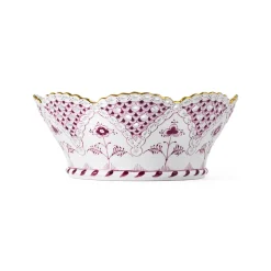 Royal Copenhagen Eksklusive Steldele|Purpur Musselmalet Helblonde Med Guld*Purpur Musselmalet Helblonde med Guld frugtskål, Limited Edition, 23 cm