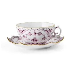 Royal Copenhagen Eksklusive Steldele|Purpur Musselmalet Helblonde Med Guld*Purpur Musselmalet Helblonde med Guld kop og underkop, Limited Edition, 22 cl