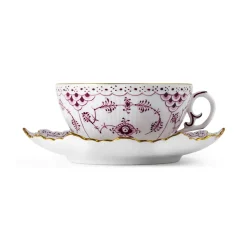 Royal Copenhagen Eksklusive Steldele|Purpur Musselmalet Helblonde Med Guld*Purpur Musselmalet Helblonde med Guld kop og underkop, Limited Edition, 22 cl