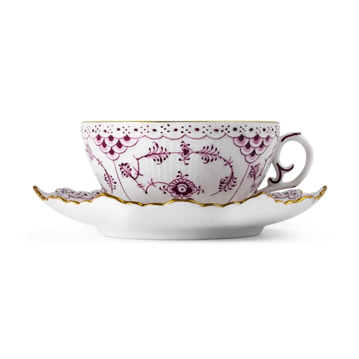 Royal Copenhagen Eksklusive Steldele|Purpur Musselmalet Helblonde Med Guld*Purpur Musselmalet Helblonde med Guld kop og underkop, Limited Edition, 22 cl