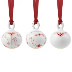 Royal Copenhagen Special Editions|Julepynt*Rød Musselmalet juleornament, 9 cm, 3 stk.