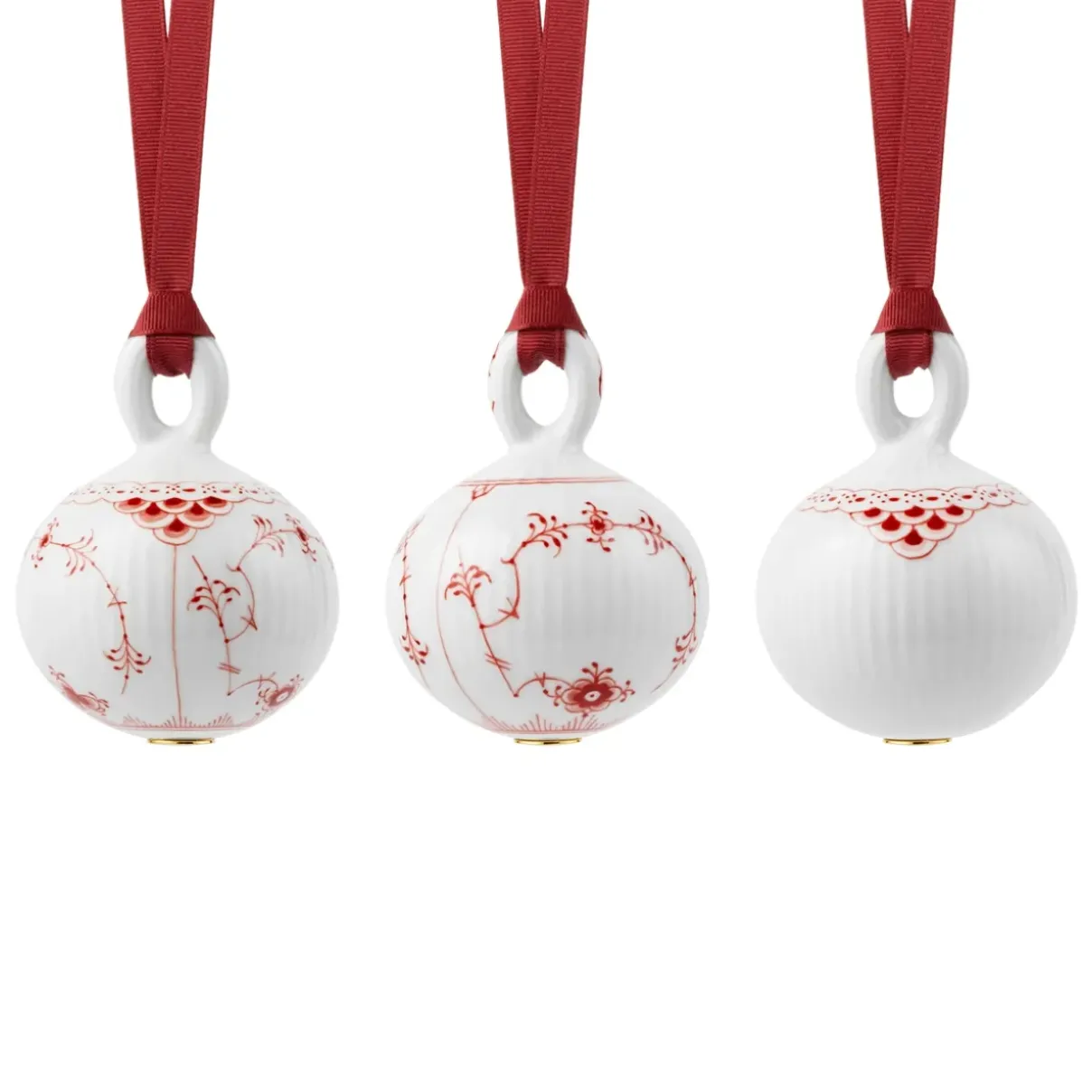 Royal Copenhagen Special Editions|Julepynt*Rød Musselmalet juleornament, 9 cm, 3 stk.