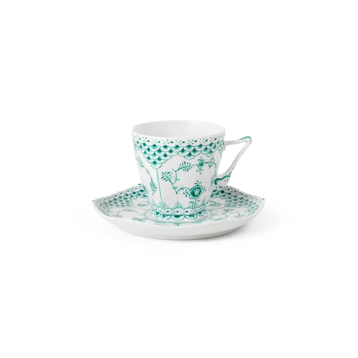 Royal Copenhagen Eksklusive Steldele|Smaragd Musselmalet Helblonde*Smaragd Musselmalet Helblonde kop og underkop, 14 cl