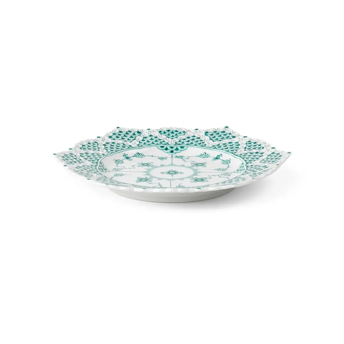 Royal Copenhagen Eksklusive Steldele|Smaragd Musselmalet Helblonde*Smaragd Musselmalet Helblonde tallerken med blondekant, 21 cm