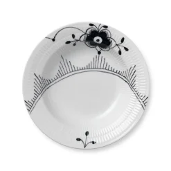 Royal Copenhagen Sort Mega Riflet|Dybe Tallerkener*Sort Mega Riflet dyb tallerken, 21 cm