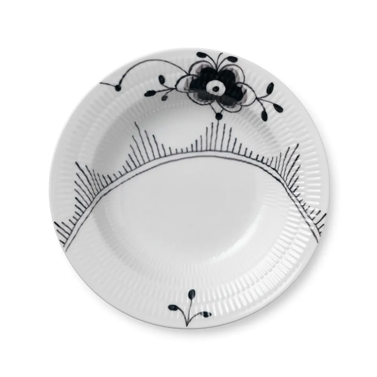 Royal Copenhagen Sort Mega Riflet|Dybe Tallerkener*Sort Mega Riflet dyb tallerken, 21 cm