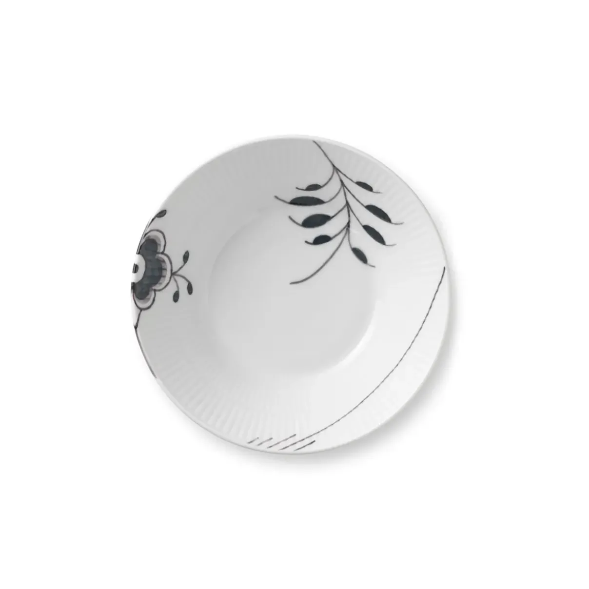 Royal Copenhagen Sort Mega Riflet|Dybe Tallerkener*Sort Mega Riflet dyb tallerken, 17 cm