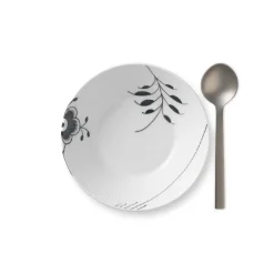 Royal Copenhagen Sort Mega Riflet|Dybe Tallerkener*Sort Mega Riflet dyb tallerken, 17 cm