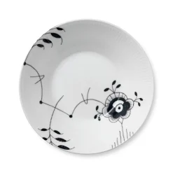 Royal Copenhagen Sort Mega Riflet|Dybe Tallerkener*Sort Mega Riflet dyb tallerken, 24 cm