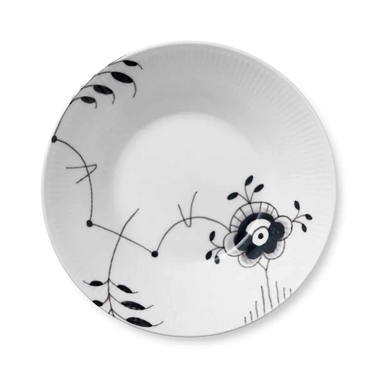 Royal Copenhagen Sort Mega Riflet|Dybe Tallerkener*Sort Mega Riflet dyb tallerken, 24 cm