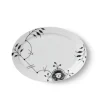Royal Copenhagen Sort Mega Riflet|Ovale Tallerkener*Sort Mega Riflet fad, 28 cm