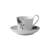Royal Copenhagen Sort Mega Riflet|Kaffekopper*Sort Mega Riflet højhankskop og underkop, 24 cl