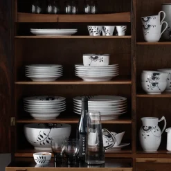 Royal Copenhagen Sort Mega Riflet|Kaffekopper*Sort Mega Riflet højhankskop og underkop, 24 cl