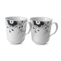 Royal Copenhagen Sort Mega Riflet|Kaffekopper*kop, 38 cl, 2 stk. Sort Mega Riflet