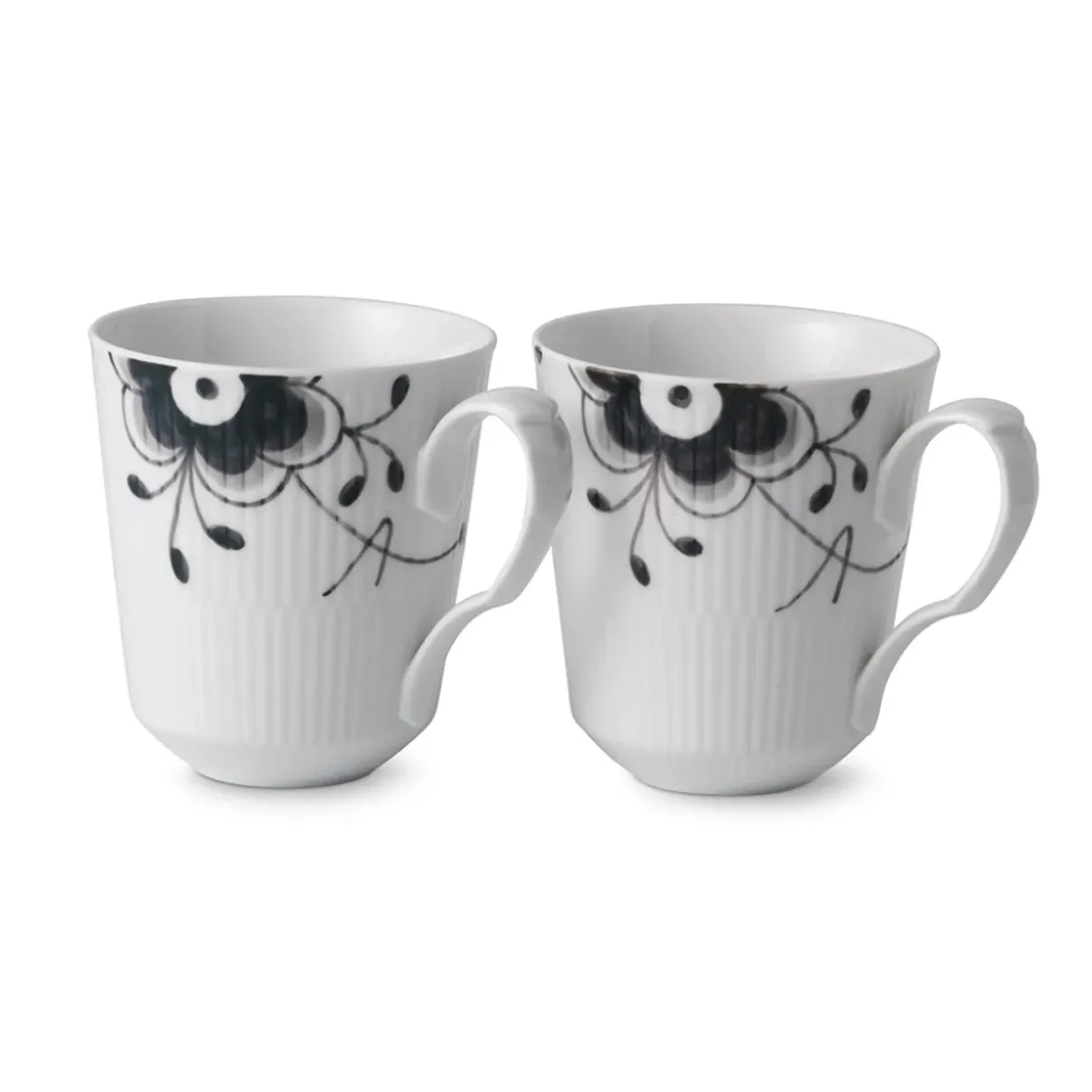 Royal Copenhagen Sort Mega Riflet|Kaffekopper*kop, 38 cl, 2 stk. Sort Mega Riflet