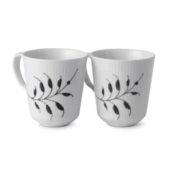 Royal Copenhagen Sort Mega Riflet|Kaffekopper*kop, 38 cl, 2 stk. Sort Mega Riflet