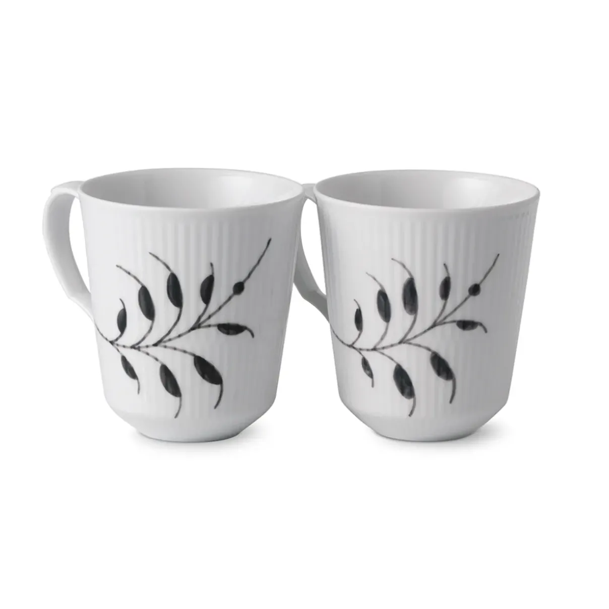 Royal Copenhagen Sort Mega Riflet|Kaffekopper*kop, 38 cl, 2 stk. Sort Mega Riflet