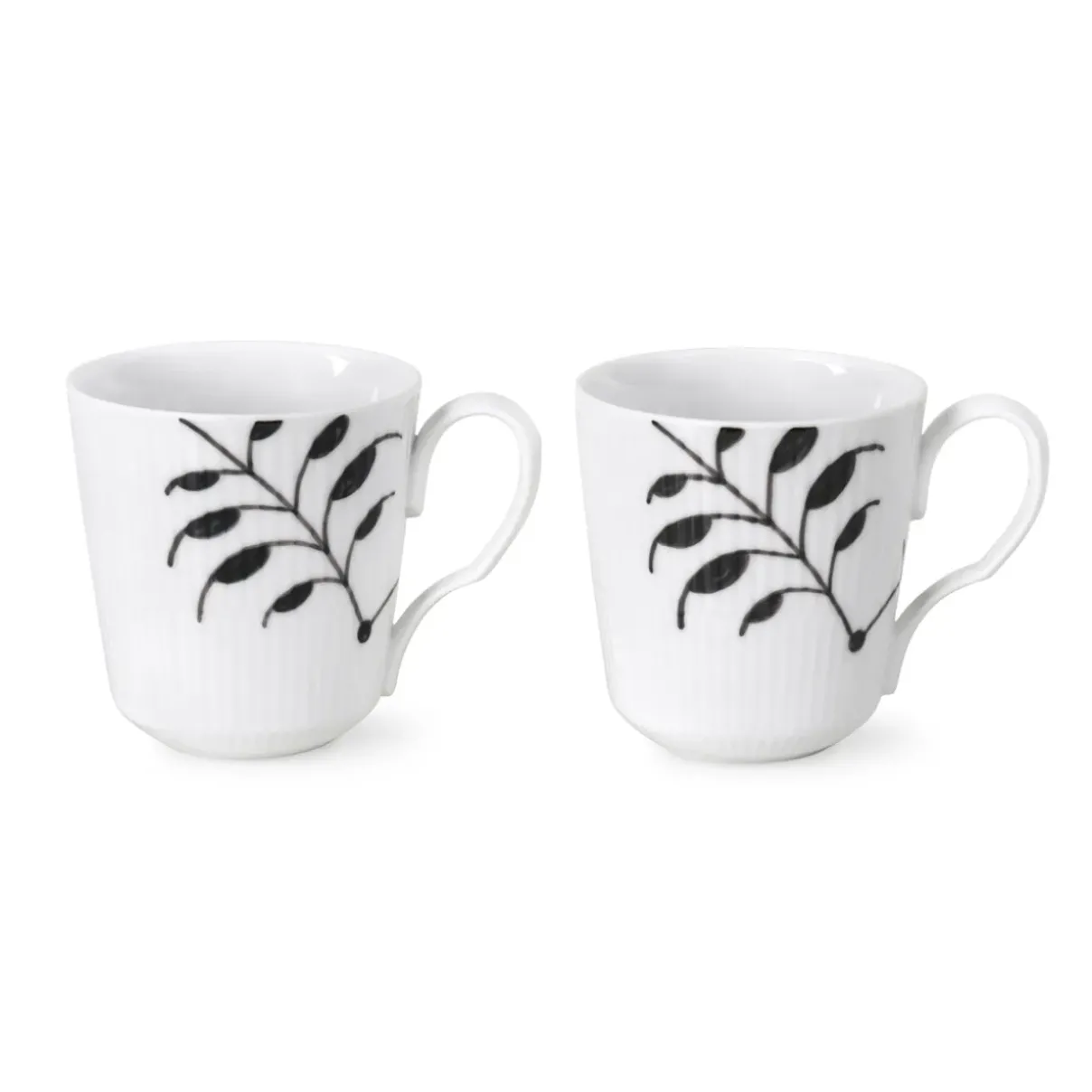 Royal Copenhagen Sort Mega Riflet|Kaffekopper*Sort mega Riflet kop, 28 cl, 2 stk.