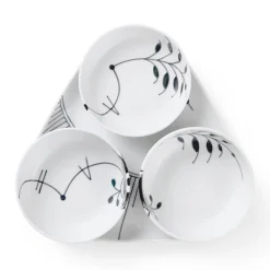Royal Copenhagen Sort Mega Riflet|Snackskåle*serveringssæt, 24,5 cm, 4 stk. Sort Mega Riflet