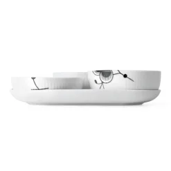 Royal Copenhagen Sort Mega Riflet|Snackskåle*serveringssæt, 24,5 cm, 4 stk. Sort Mega Riflet