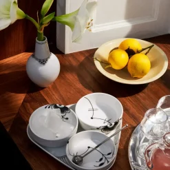 Royal Copenhagen Sort Mega Riflet|Snackskåle*serveringssæt, 24,5 cm, 4 stk. Sort Mega Riflet