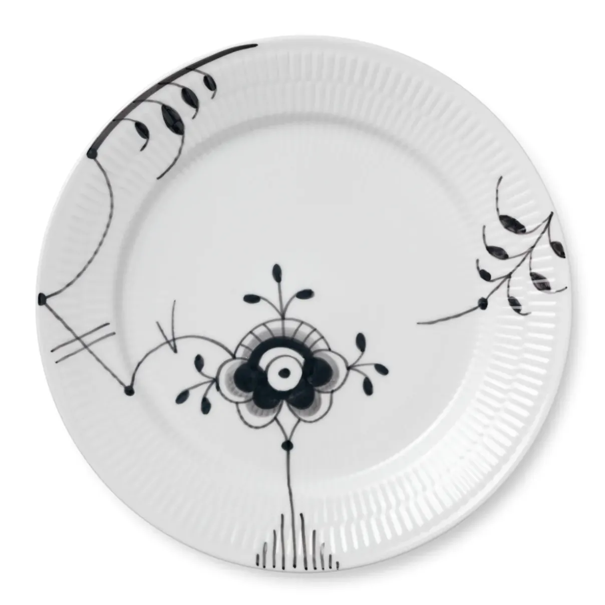 Royal Copenhagen Sort Mega Riflet|Middagstallerkener*Sort Mega Riflet tallerken, decoration 6, 27 cm