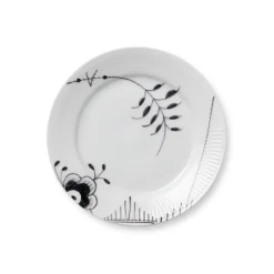 Royal Copenhagen Sort Mega Riflet|Desserttallerkener*Sort Mega Riflet tallerken, decoration 2, 19 cm