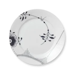 Royal Copenhagen Sort Mega Riflet|Frokost Tallerkener*Sort Mega Riflet tallerken, decoration 2, 22 cm