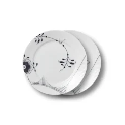 Royal Copenhagen Sort Mega Riflet|Frokost Tallerkener*Sort Mega Riflet tallerken, decoration 2, 22 cm, 2 stk.