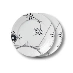 Royal Copenhagen Sort Mega Riflet|Middagstallerkener*Sort Mega Riflet tallerken, decoration 2, 27 cm, 2 stk.