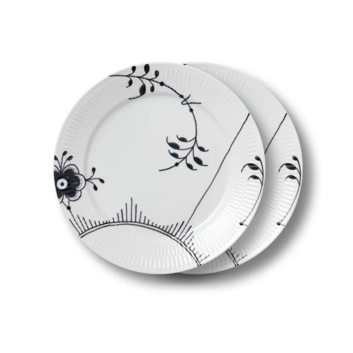 Royal Copenhagen Sort Mega Riflet|Middagstallerkener*Sort Mega Riflet tallerken, decoration 2, 27 cm, 2 stk.