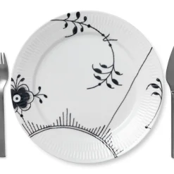 Royal Copenhagen Sort Mega Riflet|Middagstallerkener*Sort Mega Riflet tallerken, decoration 2, 27 cm